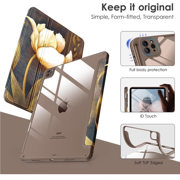 Floral iPad Case with Tulip Design - Picture 3 of 9